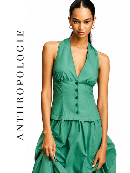 Anthropologie Dresses & Skirts - Anthropologie Maeve Halter V-Neck Drop-Waist Midi Dress